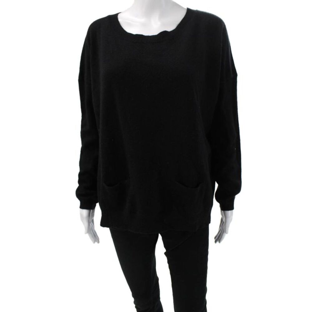 Aqua Cashmere Women Black 100% Cashmere Pullover Round Neck Size S